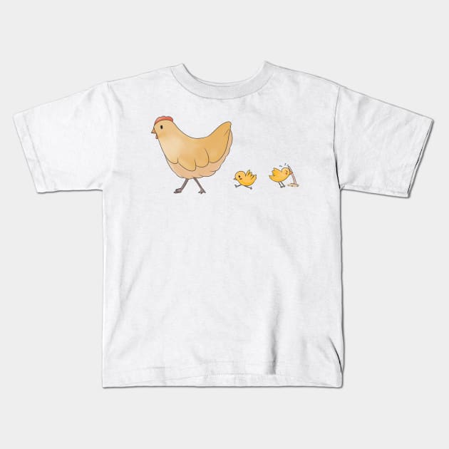Chicken and chick Kids T-Shirt by kelnan